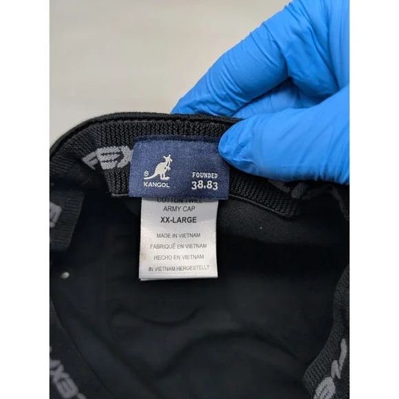 Vintage Kangol Army Hat Cadet Cap Fitted Flexfit XXL Black Twill Army Military - Picture 6 of 8